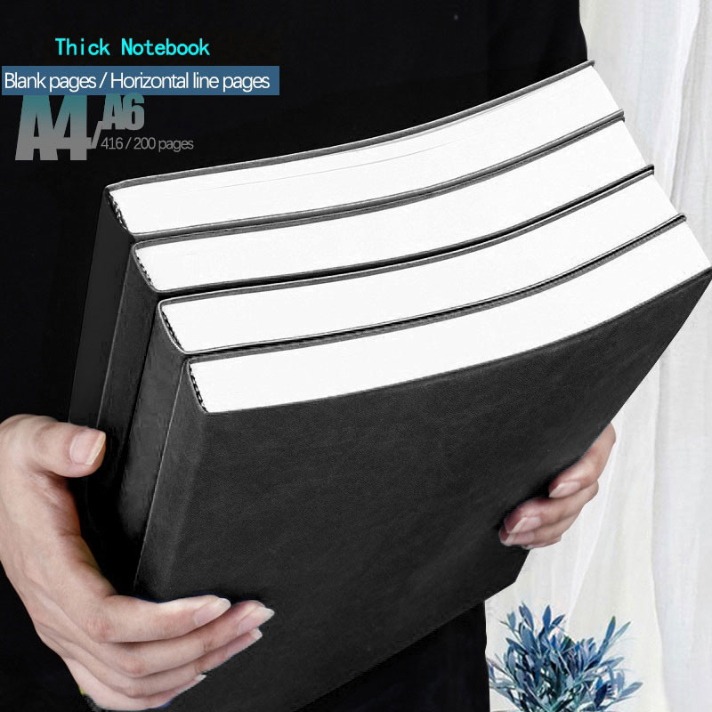 

A4 A6 Notebook Thickened Large Notepad Soft Leather Ultra-thick Horizontal Line/blank Diary Notebook 416pages/200pages