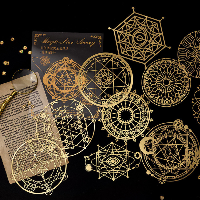 

10 Sheets Gold Sliver Lace Material Paper Junk Journal Planner Craft Paper Scrapbooking Vintage Decorative Diy Craft Phot Albums