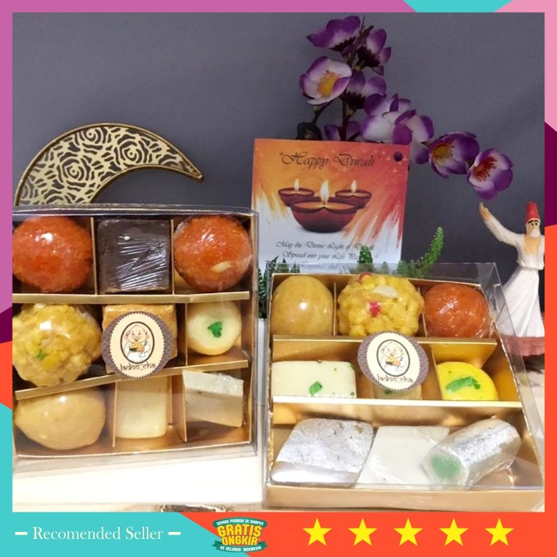 

Kado Natal tahun baru happy new years bagus murah unik / Mithai Sweet's India Box isi 9 atau 16 | Manisan Mithai India | Cocok untuk Gift Diwali ataupun Gift Pasangan