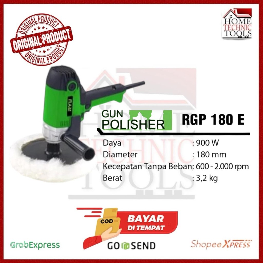 RYU MESIN GUN POLISHER RGP 180E / POLES MOBIL RGP180E 900 WAT