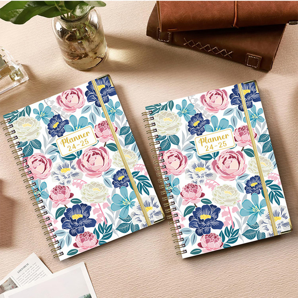 

Colorful Flower Pattern Notebook English Notebook 2024-2025 Plan Weekly Monthly Note Book A5 Binder Coil Diary Stationery