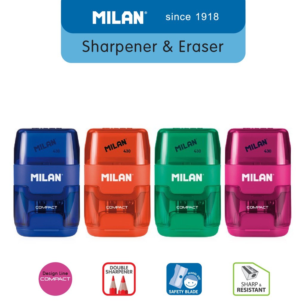 

[BMS Bekasi] Milan Compact Kombinasi Rautan Pensil dan Penghapus / Sharpener & Eraser - 47031