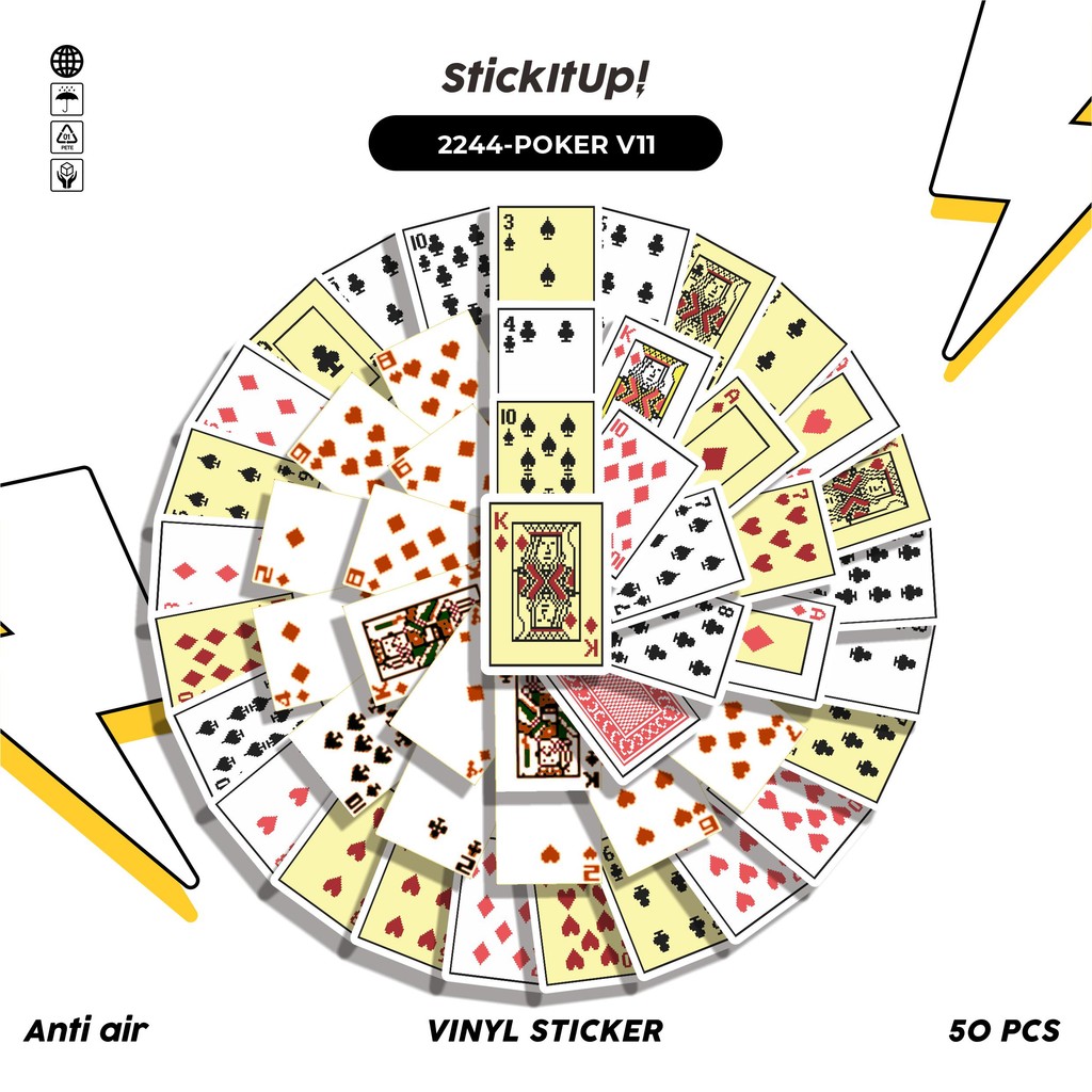 

COD✨ 50 Pcs Stiker Pack POKER V11 Lucu Aesthetic Vynil Waterproof untuk Freebies Sticker Buku Journal Casing HP Laptop