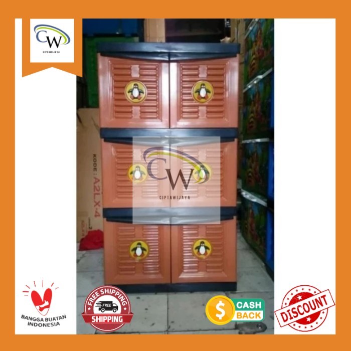 Lemari plastik Susun 3 PH Multi Club/ Lemari pakaian Besar PH