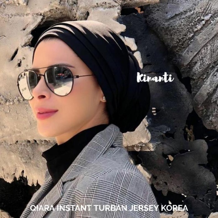 QIARA INSTANT TURBAN JERSEY KOREA / TURBAN / TURBAN WANITA / TURBAN - Hitam, All Size