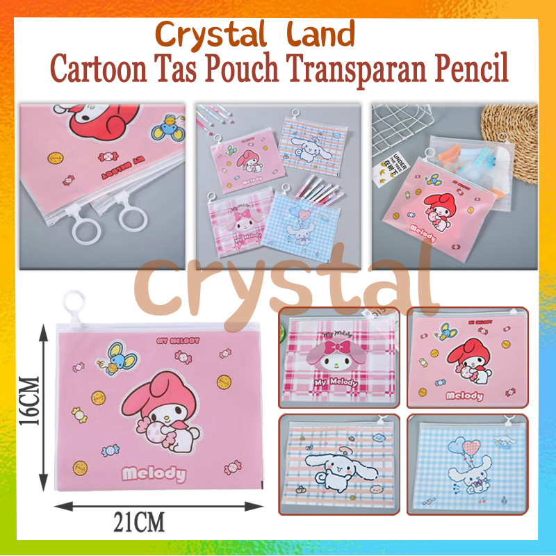 

Tempat Pensil Transparan Zipper / Tas Rritsleting Melodi