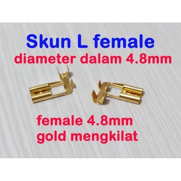 skun L 4.8mm gepeng female - skun kabel bengkok gold - betina - cewe//skun L 4.8mm gepeng female - s