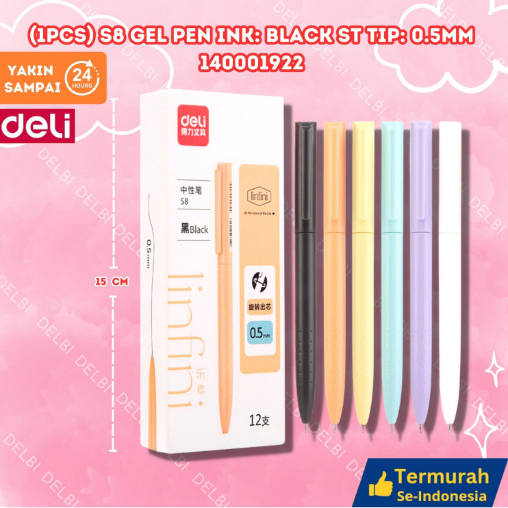 

DELI Pena twist linfini body warna S8 (1pcs) S8 Gel Pen Ink Black ST tip 0.5mm