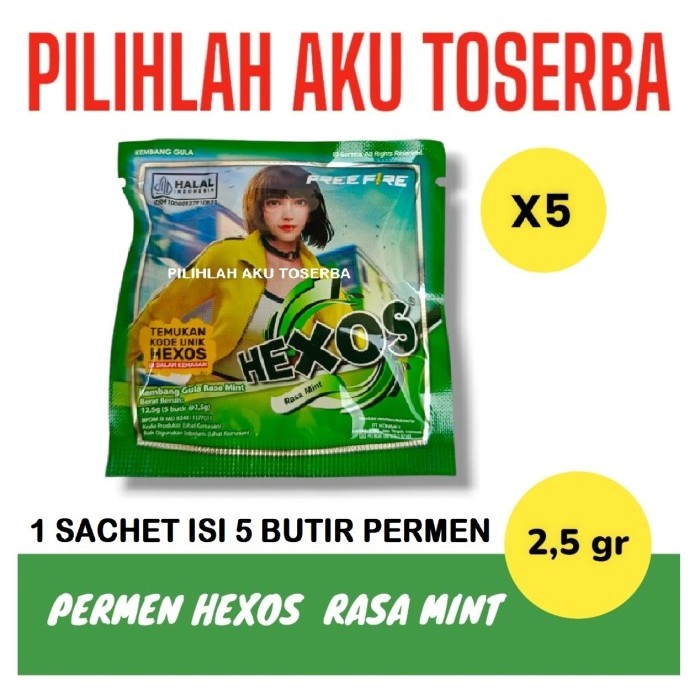 

Permen HEXOS Rasa MINT - ( HARGA 5 SACHET )