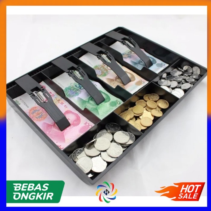 Laci Uang Kasir 4 Sekat Plastik Coin Cash Drawer Tray