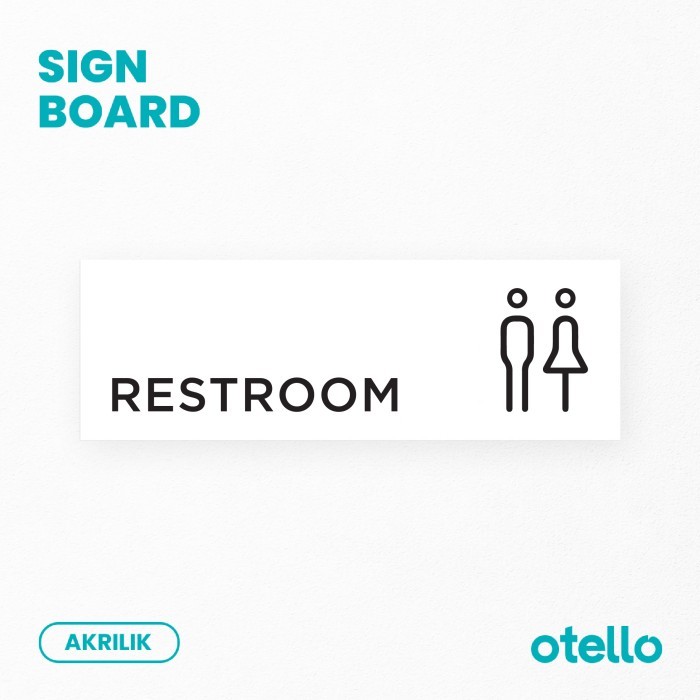 

Otello Restroom Signage Akrilik Papan Nama Ruangan Toilet Acrylic Sign - Dasar Hitam, 24 x 8 cm