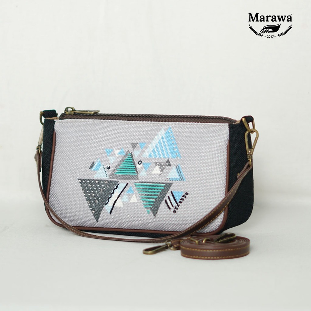 MARAWA Tenzo - Trique Shoulder Bag Tas Etnik Mini Wanita Handmade Hitam