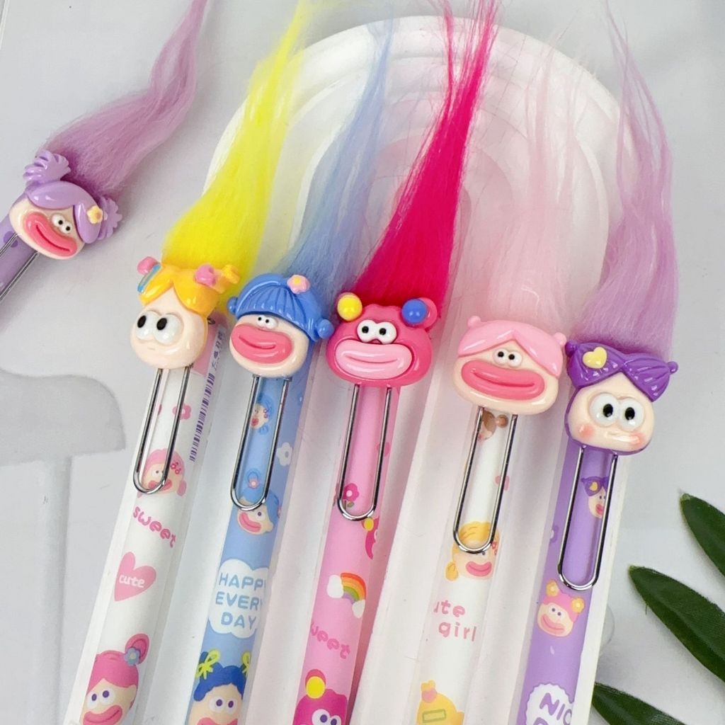 

Bellini - Pulpen gel dengan bulu halus motif karakter kartun lucu - 5009