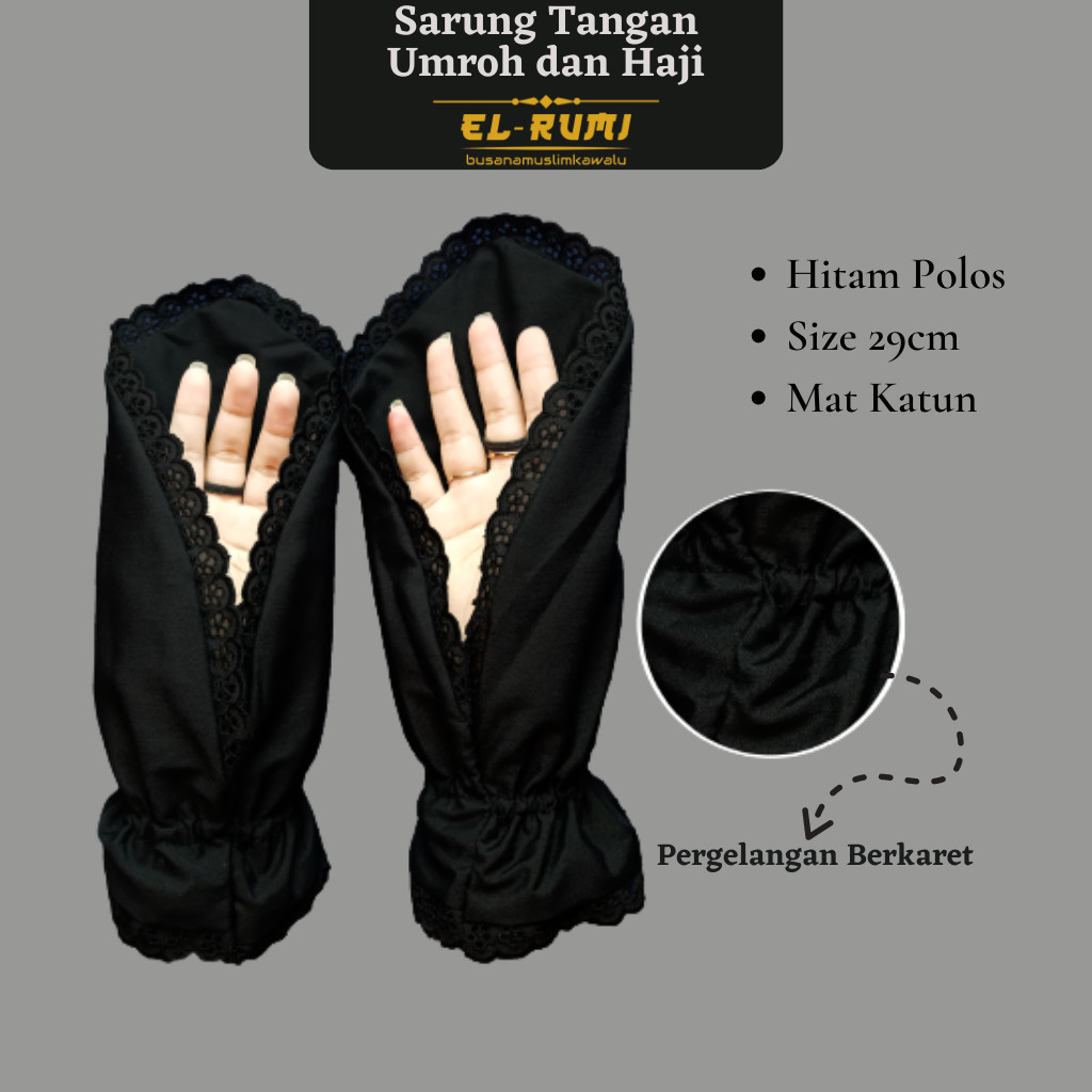 Sarung Tangan Muslimah Umroh Haji Wanita polos