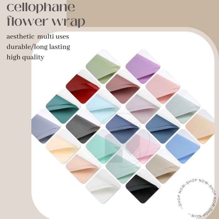 

20 lembar flower wrap cellophane solid matte warna korea wrapping bouquet paper buket florist hx001