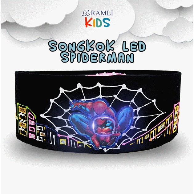 Kopyah Peci Anak Songkok Anak Ada Lampu LED Bisa Menyala Spiderman - 1