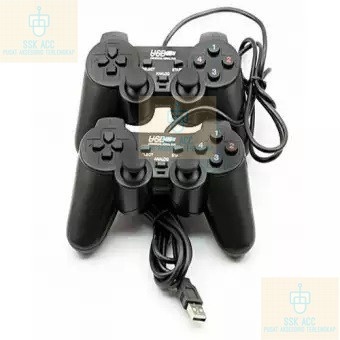 Gamepad Usb Double Getar Hitam | GamePad Stik PC Usb | Joystick PC Laptop | Gamepad USb Stik PC Game