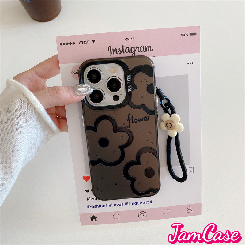 【Jam Case】case VIVO bunga hitam Casing ponsel cocok untuk VIVO Y02 Y15S Y02S Y17 Y93NONE Y93HAVE Y20