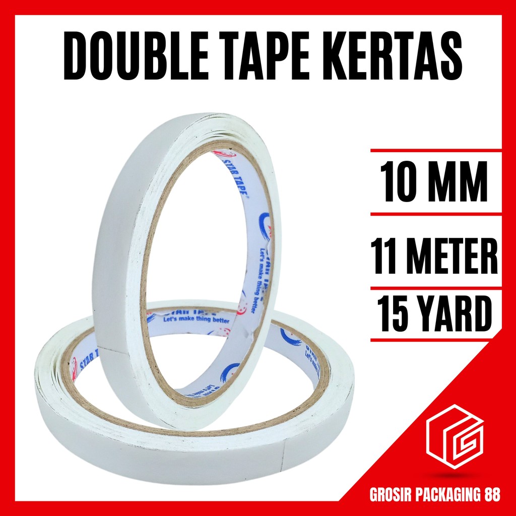 

Double Tape Kertas 10MM - 11M - Lakban Dobel Sided Tape ATK 2 Inch - 15 YARD Bukan Joyko