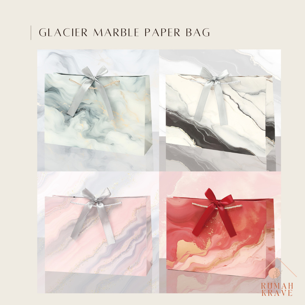 

RUMAH KRAVE - Glacier Marble Paperbag Kantong Tas Hadiah Souvenir