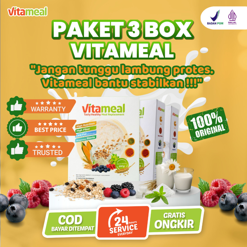 

[PAKET 3 BOX] Vitameal Lambung Dewasa Suplemen Asli Herbal Diabetes Serat Menahun Mengatasi Original V