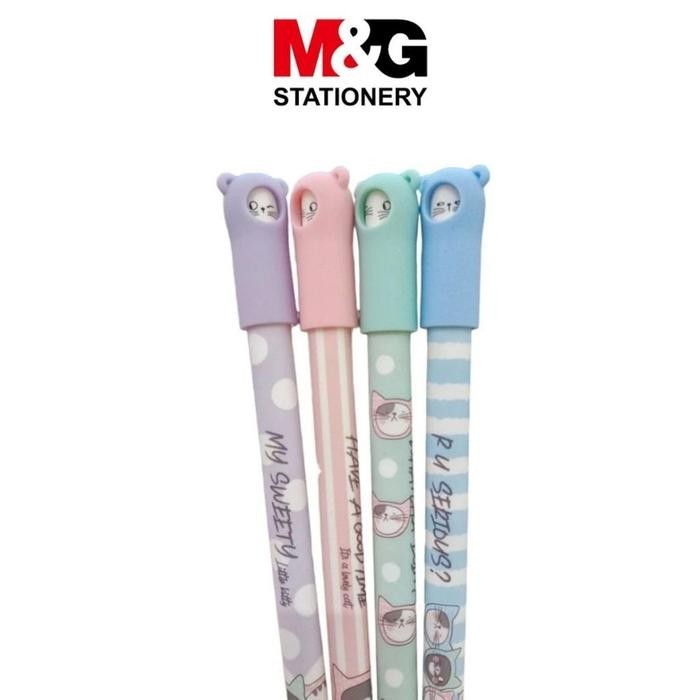 

TERLARIS! Pulpen Hapus M&G So Many Cats 0.5mm AKPC5277 - Stationery - Pink
