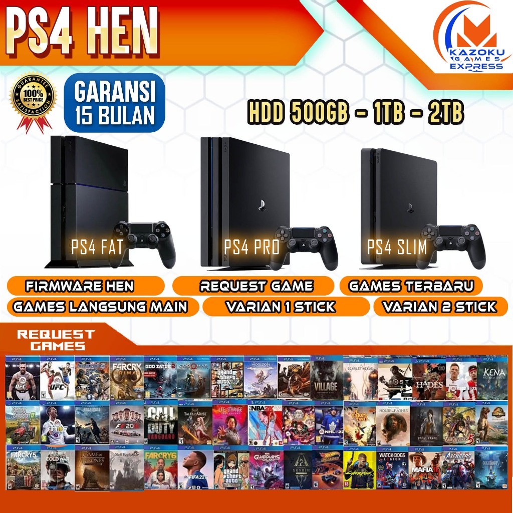 PS4 | PS4 PRO | PS4 SLIM | PS4 FAT HEN VERSI 11.00 GAMES PERMANENTCO