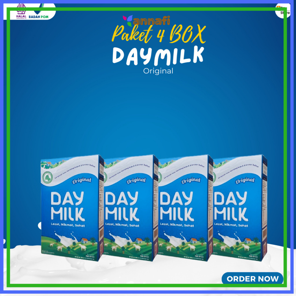 

Paket 4 Box Daymilk Susu Kambing 100% Original Halal BPOM Atasi Gangguan Pernapasan dan Perbaikan Tulang dan Sendi
