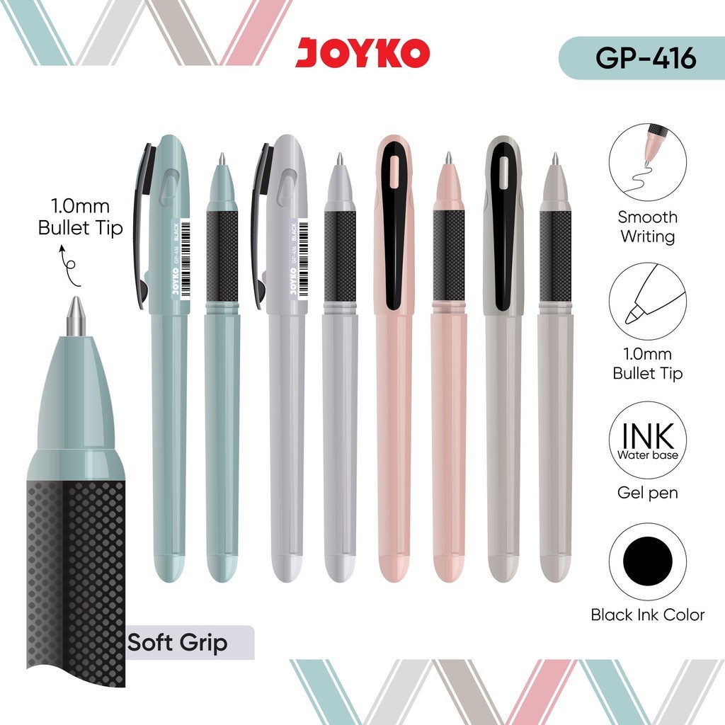 

PBOS Gel Pen GP-416 1.0 mm joyko Pulpen Pena tanda tangan ijazah rapor sertifikat dokumen penting