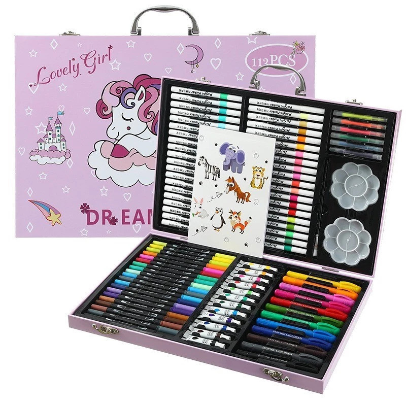 

Alat Set Koper Mewarnai Spidol Akrilik Set 113pc Spidol Cat Air Alat Mewarnai Menggambar Anak - Blenda Coloring Set 113CO