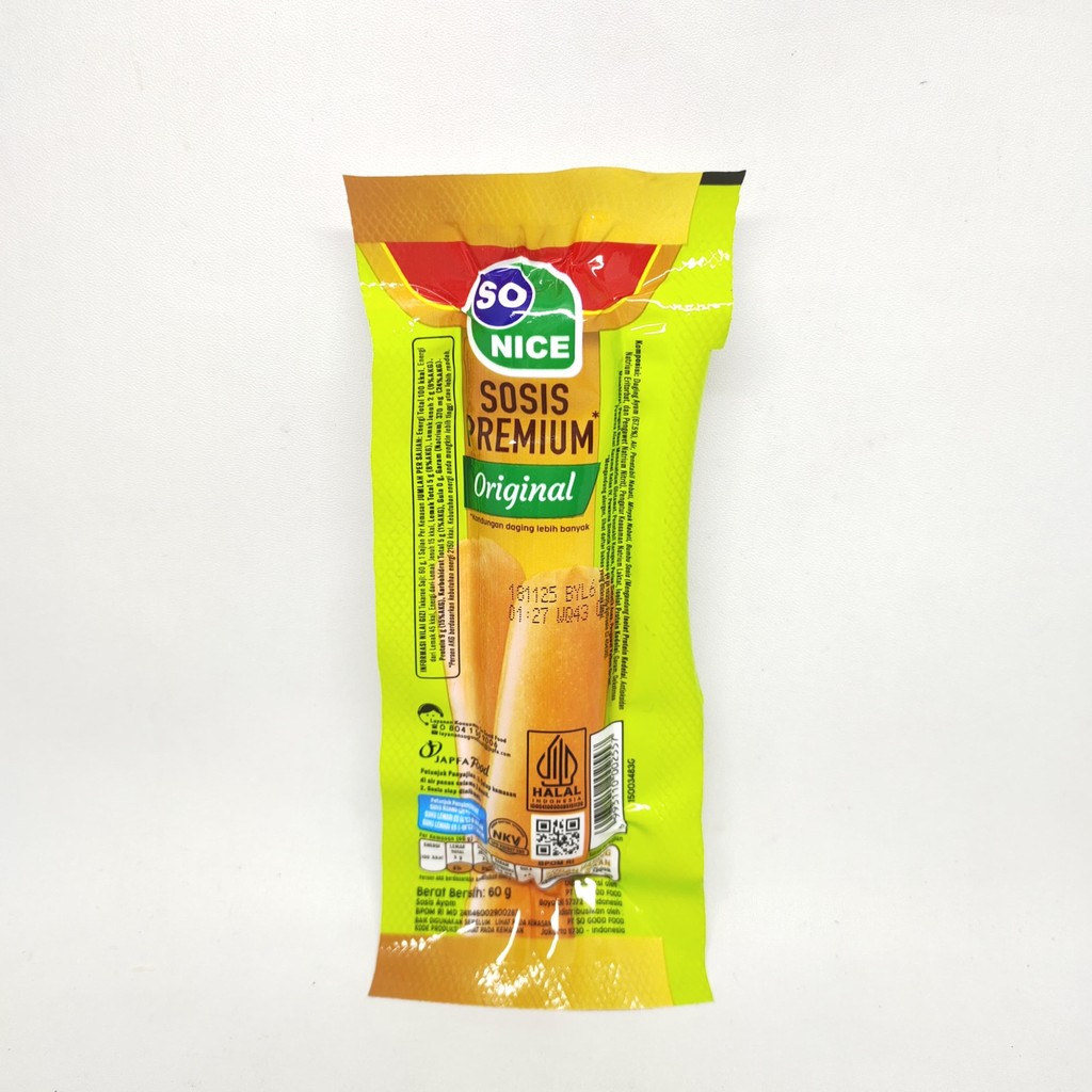 

SO NICE SOSIS PREMIUM ORIGINAL 60 GR