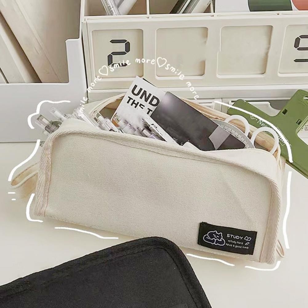 

Pencil Pou Durable Non-deformed Multi Compartment Boys Girls Canvas Pencil Pou Classroom Supplies Pencil Case Pencil Bag