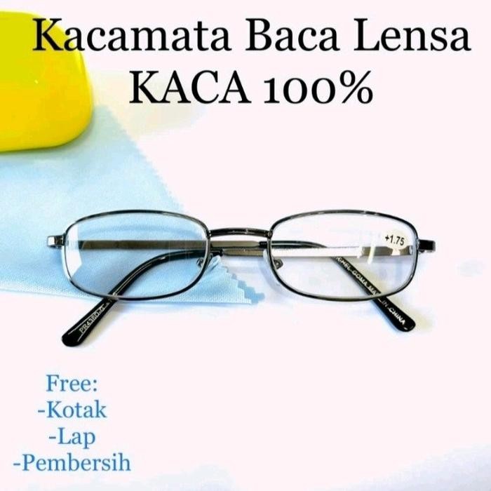 Harga Terbaik Kacamata baca lensa asli kaca awet tahan gores kaca mata plus rabun dekat Laki-laki Pe
