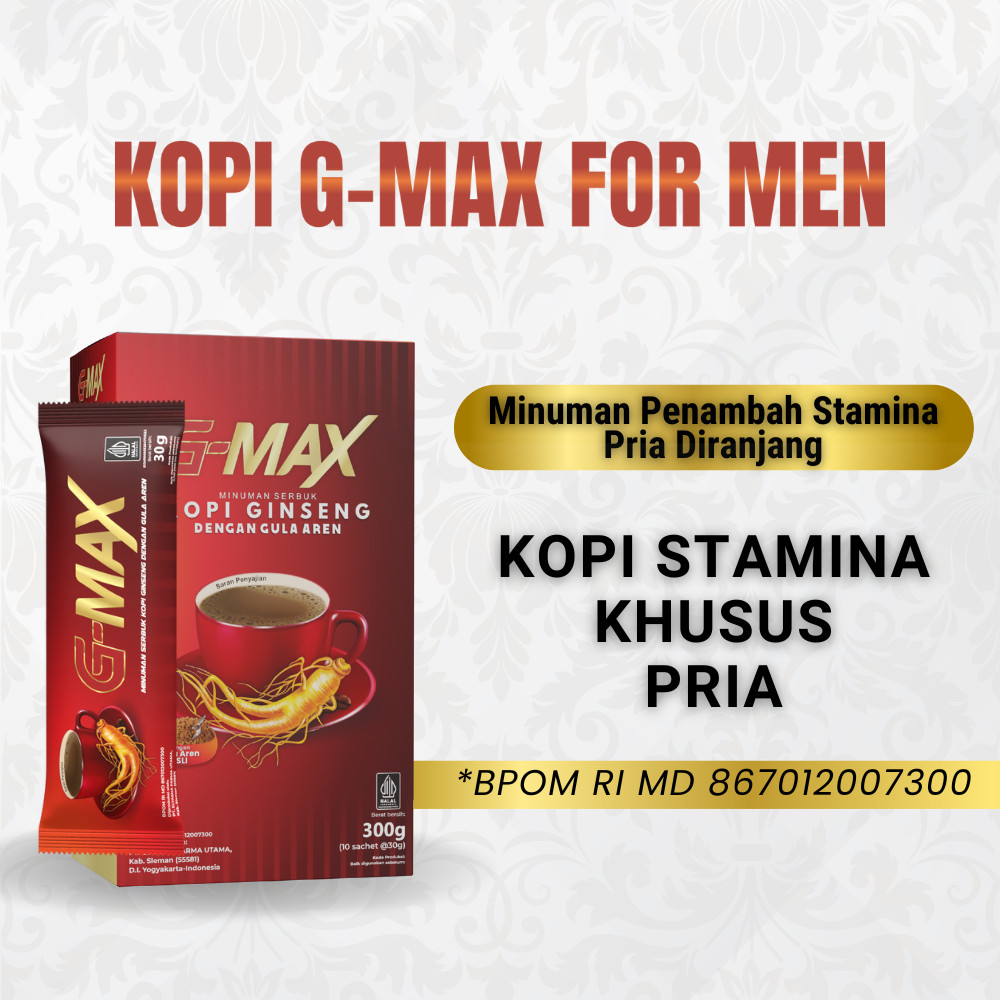 

Terlaris KOPI G-MAX ORIGINAL MINUMAN GINGSENG 1 BOX ISI 10 SACHET HALAL & AMAN