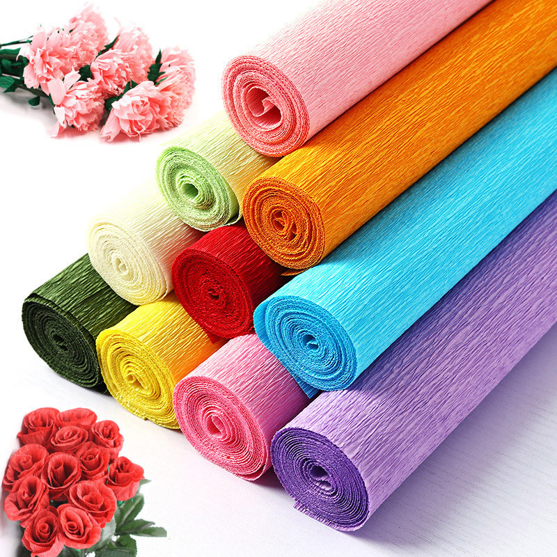 

250x50cm Colored Handmade Crepe Paper Roll Origami Crinkled DIY Flowers Wrapping Thickened Craft Home Decoration Wrapping Gift