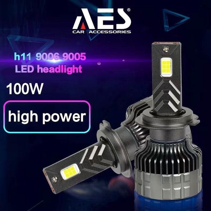 Lampu LED Turbo P5 Headlight HB3 HB4 H7 H11 100 Watt High Power Merk AES Car - HB4