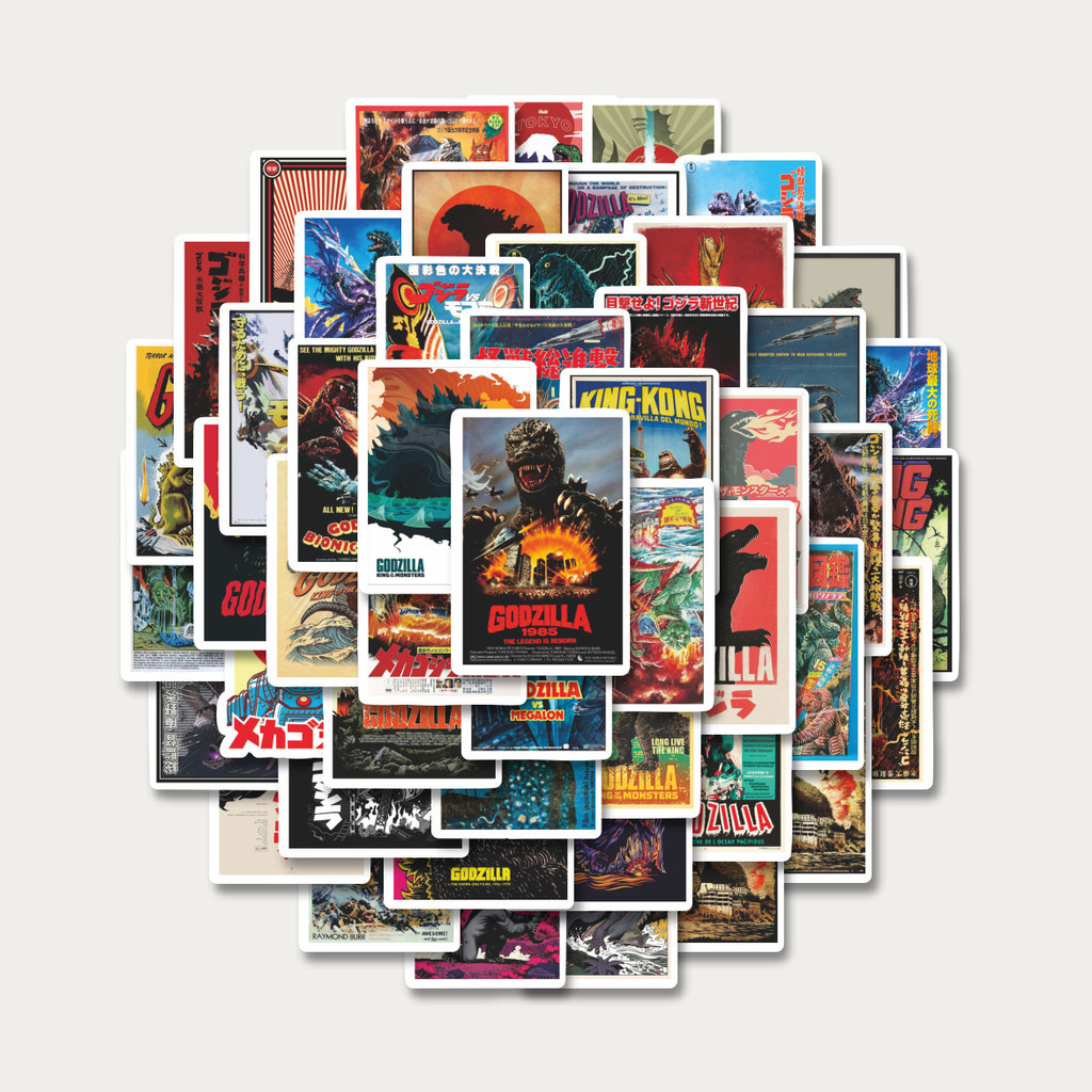 

Sticker Pack Stiker Poster Retro Motif Film Godzilla | Sticker TUMBLR | Stiker LAPTOP KOPER HELM
