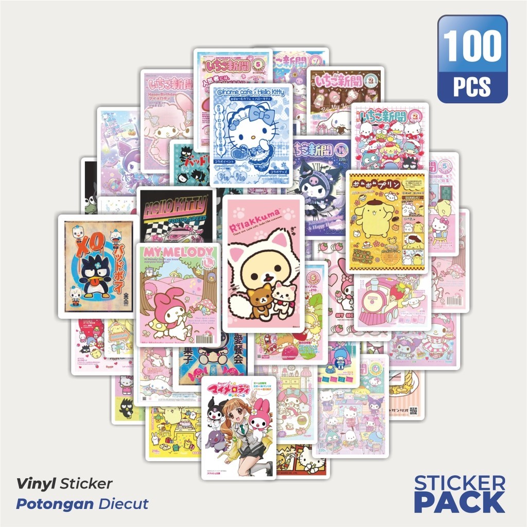 

Stiker Vinyl Stiker Poster Karakter Kartun Sanrio Waterproof Aesthetic- Untuk Laptop, Motor, dan Helm - Paper Stationery Pack