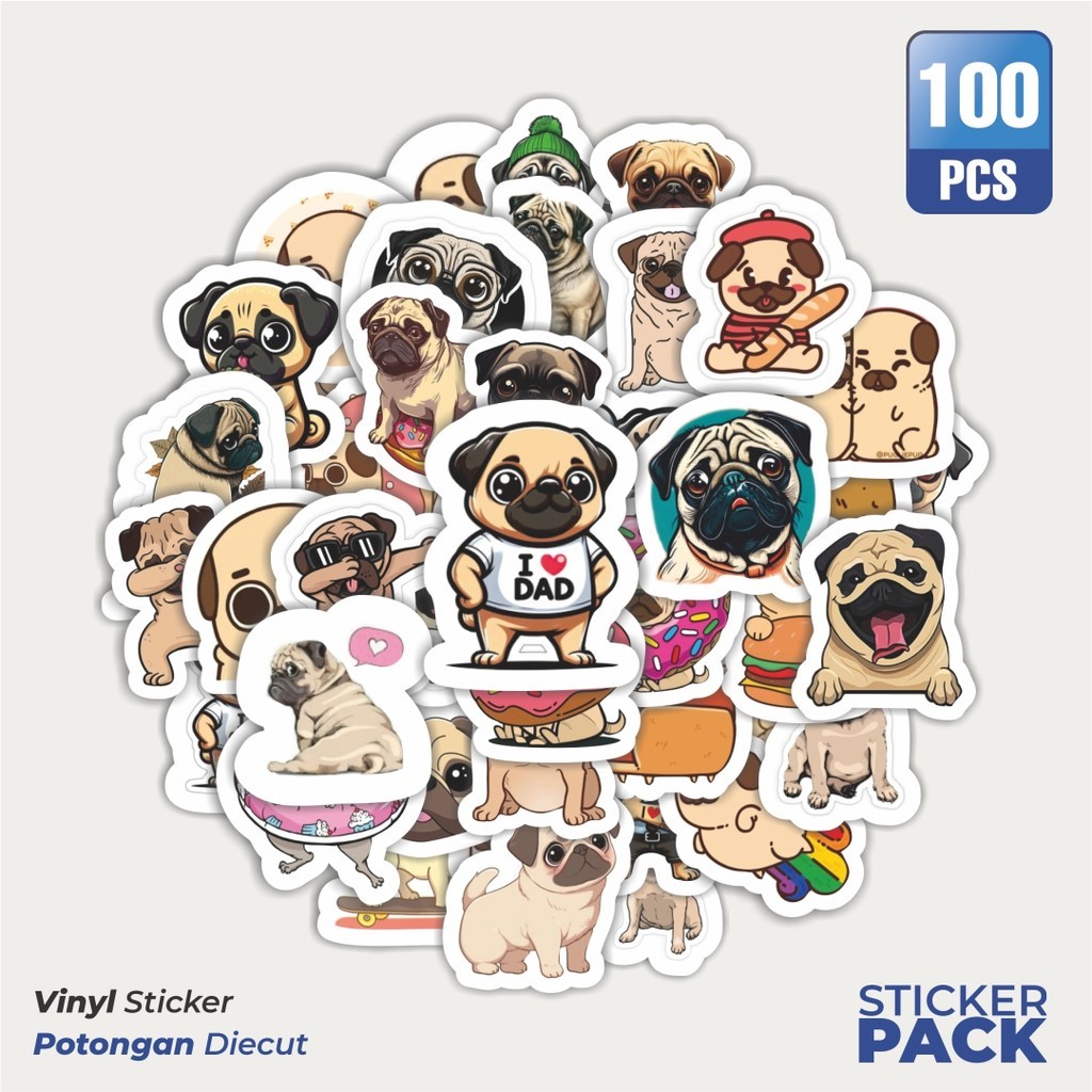 

Stiker Vinyl Stiker Hewan Pug Dog [Anjing Pug] Waterproof Aesthetic- Untuk Laptop, Motor, dan Helm - Paper Stationery Pack