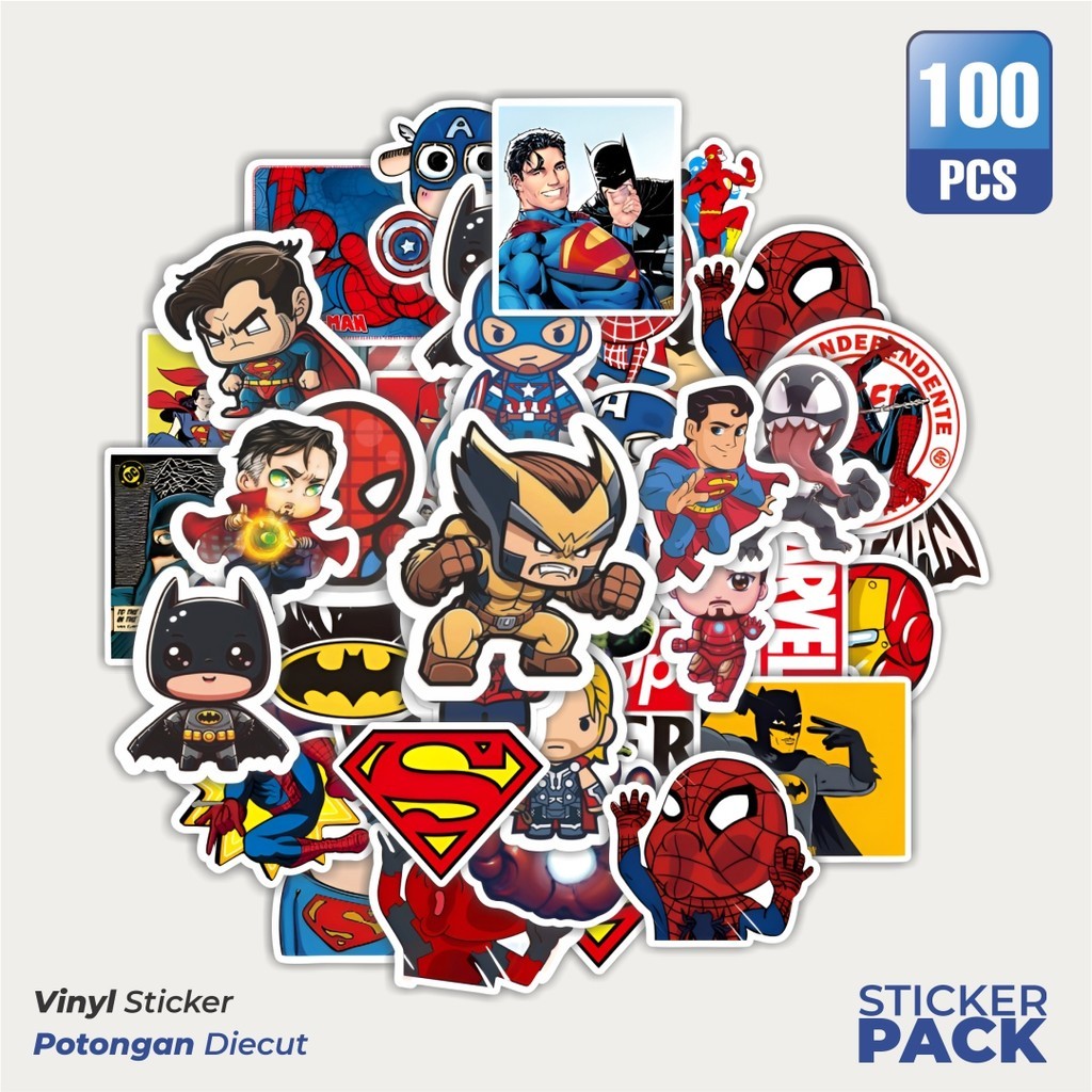 

Stiker Vinyl Stiker Kartun Superhero Waterproof Aesthetic- Untuk Laptop, Motor, dan Helm - Paper Stationery Pack