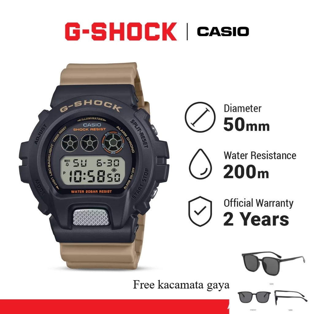 Hot fashion G-Shock Jam Tangan Pria DW-6900TU-1A5DR Digital Black Brown Gshock Original free 1 kacam