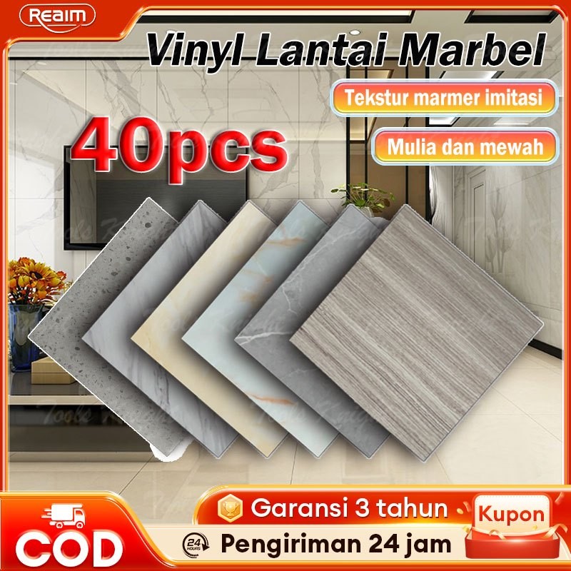 Reaim Vinyl Lantai Marbel UK 60 x 60 cm/30 x 30 cm/Vinyl Sticker Lantai Marmer Granit Wallpaper Lant
