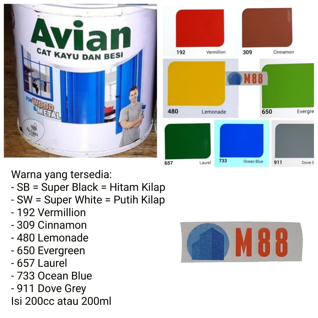 AVIAN Cat Kayu Besi 200 cc - Aneka Warna 200cc 200ml ml kaleng kecil
