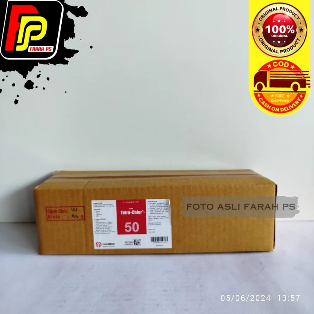 Tetra Chlor 1 Dus isi 12 Botol @50 Kapsul Antibiotik Ayam
