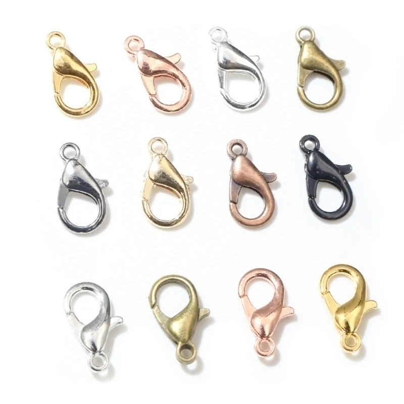 

10x5mm/12x6mm/14x7mm/16x8mm 9 Colors Plated Fashion Jewelry Findings,Alloy Lobster Clasp Hooks for Necklace&Bracelet Chain DIY