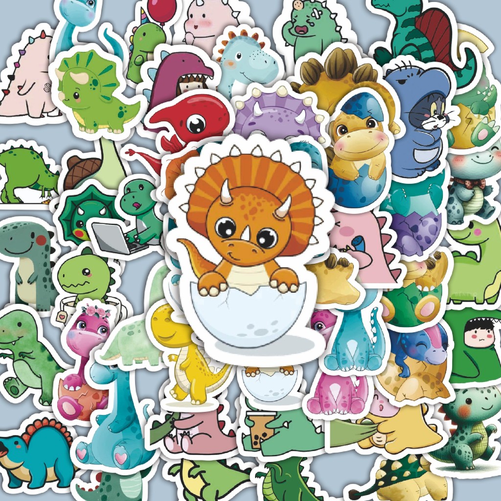 

100PCS Lucu Stiker Baby Dinosaur [Bayi Dinosaurus] Stiker Aesthetic Stiker Anti Air Stikers Berperekat Waterproof sticker decal buat Motor Helm Buku Journal Koper Casing HP Laptop Botol Minum Hadiah anak