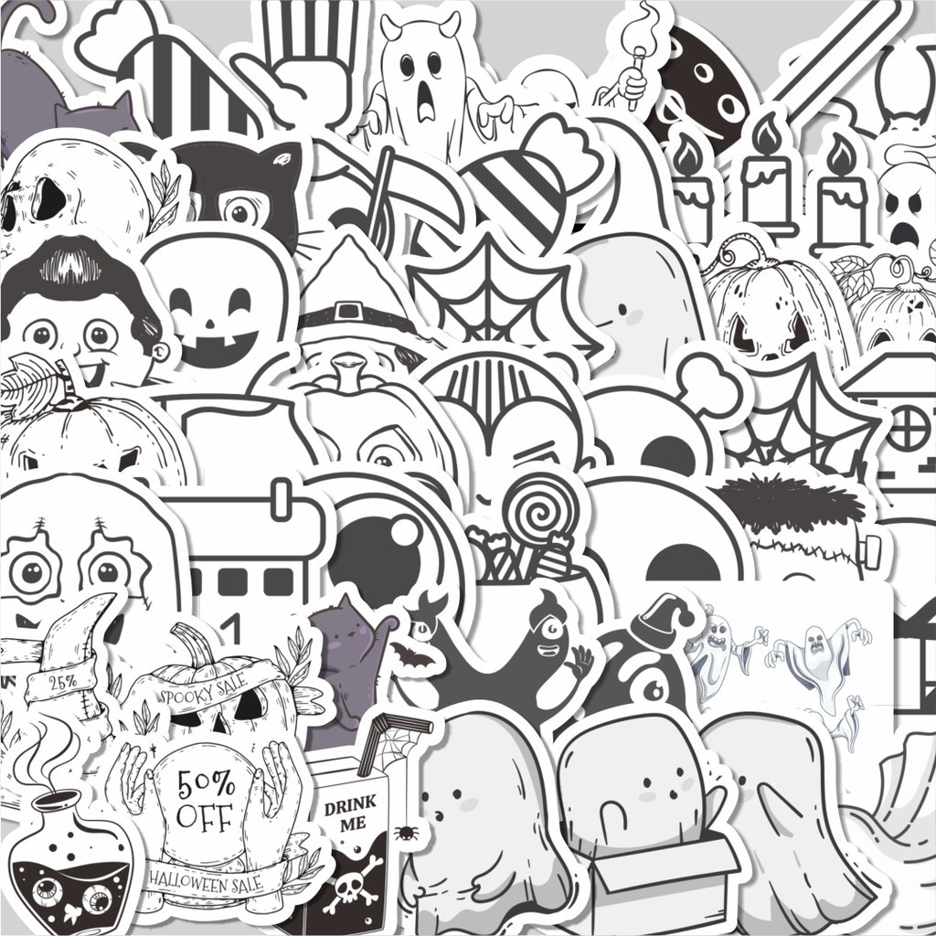 

Stiker Cutting Pack Sticker Hitam Dan Putih Horror Isi 100Pcs Series Aesthetic Lucu Keren Untuk Koper Bahan Vynil