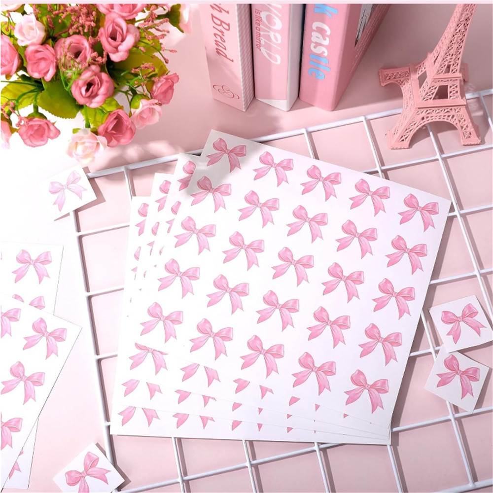

250pcs Pink Bows Stickers DIY Scrapbooking Adhesive Seal Sticker For Party Favor Cookie Bag gift sealing stickers