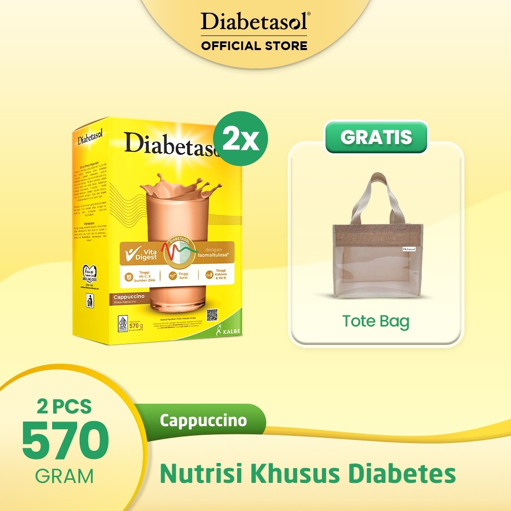 

Buy 2 Diabetasol Cappucino 570g Free Tote Bag
