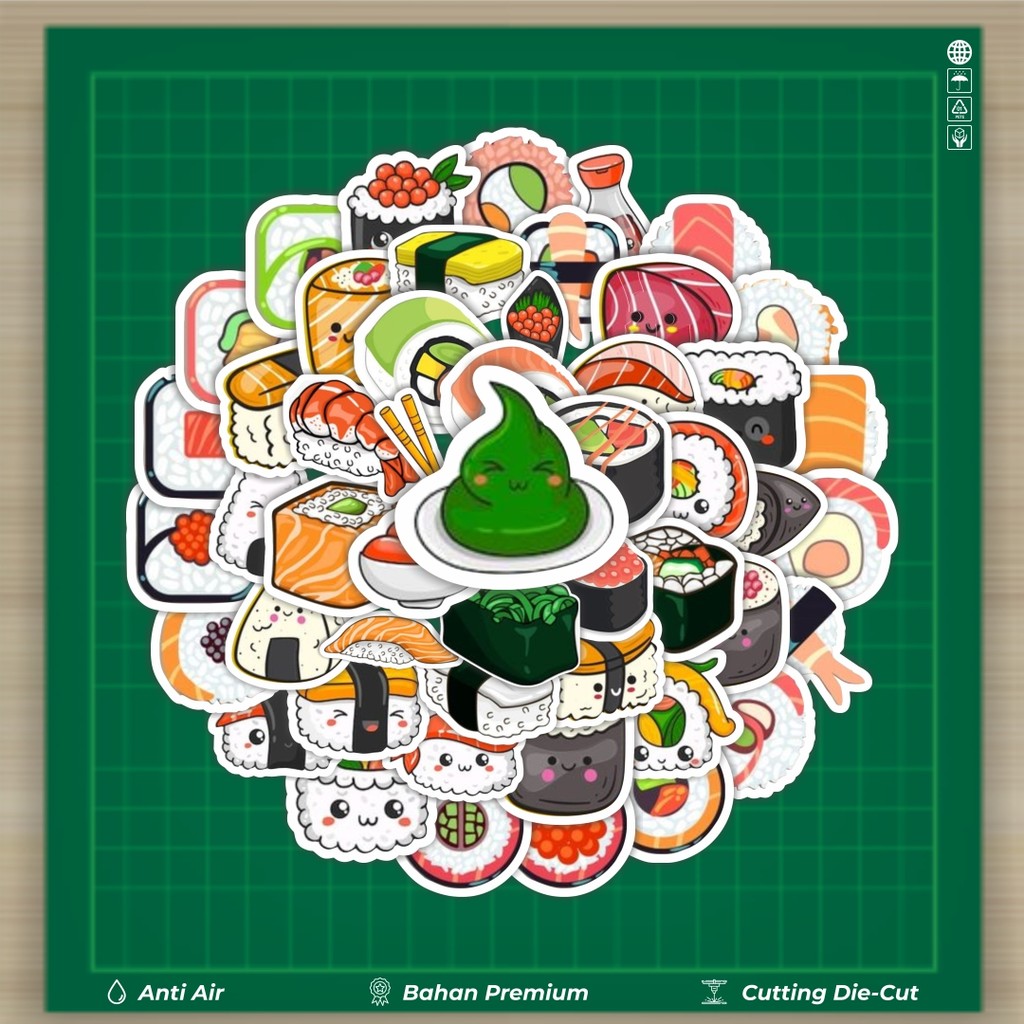 

HOT 50 PCS STIKER Stiker Makanan Sushi Stiker Fashion Cars Decal Dingin Kartu Album Custom Vinyl Anti Air- Sticker Aesthetic Buku Journal Koper Casing HP Tablet Laptop Helm Motor Botol Minum